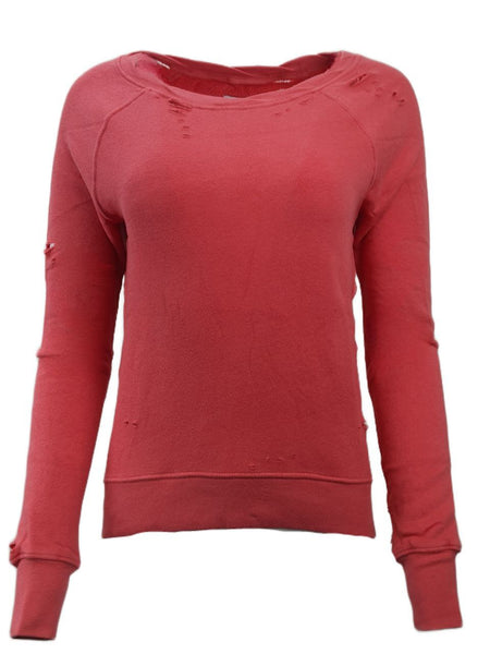 PAM & GELA Women's Pink Happy Annie Destr Sweatshirt #B00F Petite X-Small NWT