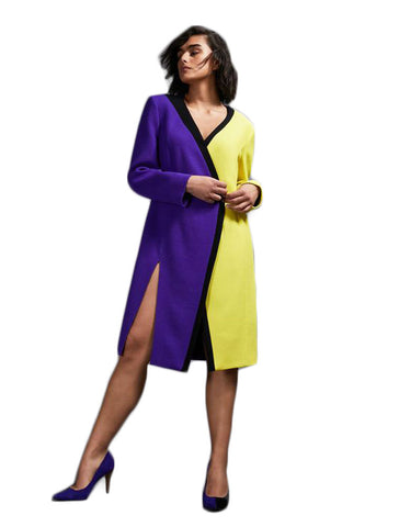 MARINA RINALDI Women's Purple/Yellow Detroit Wrap Dress NEW