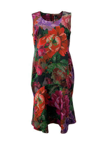 Marina Rinaldi Women's Rosso Detto Sleeveless Floral Printed Dress NWT