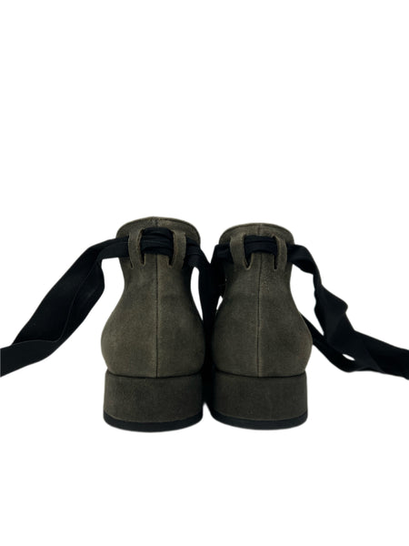 Max Mara Women's Rosso Diana Block Heel Lace Up Flats Size 7 NWB