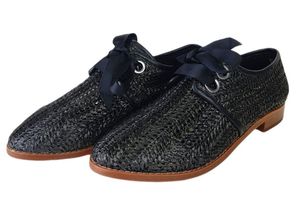 MATT BERNSON Women's Black Onyx Raffia Dita Loafers #MB165 NWB