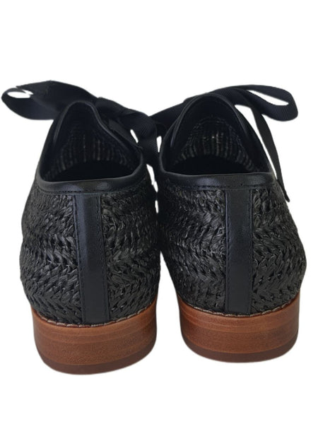 MATT BERNSON Women's Black Onyx Raffia Dita Loafers #MB165 NWB