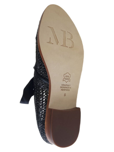 MATT BERNSON Women's Black Onyx Raffia Dita Loafers #MB165 NWB