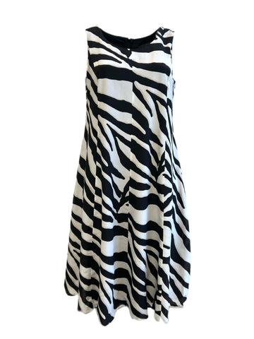 Marina Rinaldi Women's Nero Docenza Animal Print Sleeveless Silk Dress Size 16W/25