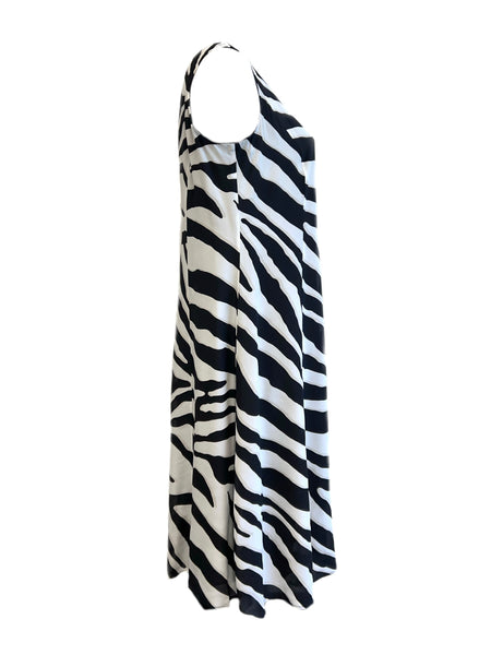 Marina Rinaldi Women's Nero Docenza Animal Print Sleeveless Silk Dress Size 16W/25