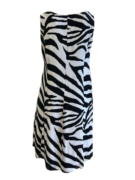 Marina Rinaldi Women's Nero Docenza Animal Print Sleeveless Silk Dress Size 16W/25