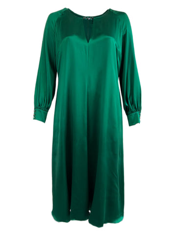 Marina Rinaldi Women's Green Dondolo Long Sleeve Silk Maxi Dress NWT