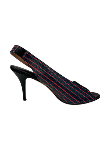 Max Mara Women's Fondo Blue Doretta Slingback Heeled Sandals Size 7 NWB