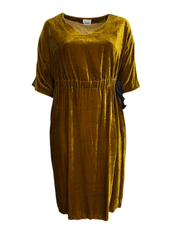 Marina Rinaldi Women's Yellow Dorotea Velour Shift Dress Size 12W/21 NWT