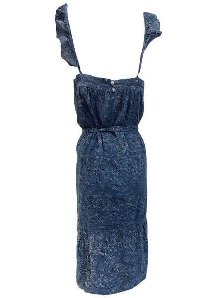 ST. ROCHE Women's Blue Handmade Organic Cotton Bluebell Dress #1723 Medium NWT