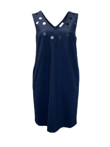 Marina Rinaldi Women's Navy Drop Sleeveless Embellished Dress Size 12W/21
