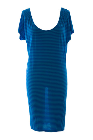 VELVET by Graham & Spencer Women's Lake Blue Striped Oversized Dress S NEW $130
