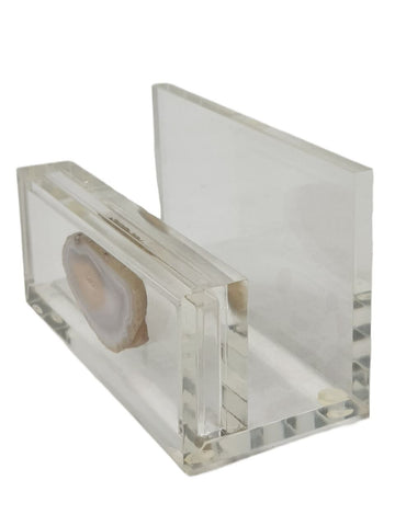 RABLABS Clear Business Card Holder With Stone #E001BC NWB