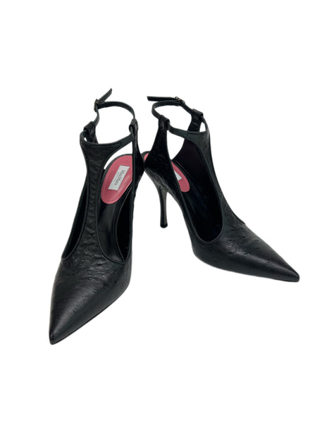 Max Mara Women's Nero Ebe Leather Ankle Strap Pumps NWB