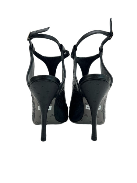 Max Mara Women's Nero Ebe Leather Ankle Strap Pumps NWB