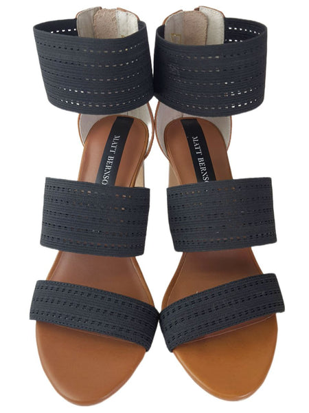 MATT BERNSON Women's Black Cognac Elastic Zinnia Pump #MB161 NWB