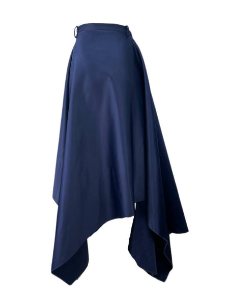 SOLACE London Navy Eliose Midi Asymmetrical Skirt Size US 4 NWT