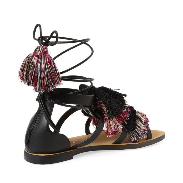 REBECCA MINKOFF Women's Elisha Tassel Lace Up Sandals $150 NIB