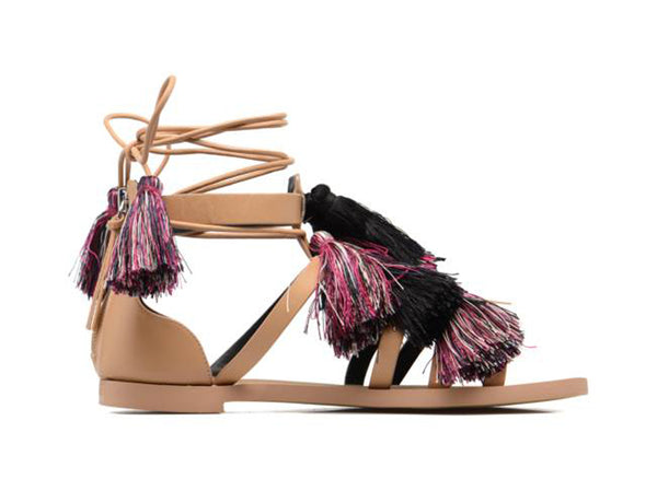 REBECCA MINKOFF Women's Elisha Tassel Lace Up Sandals $150 NIB