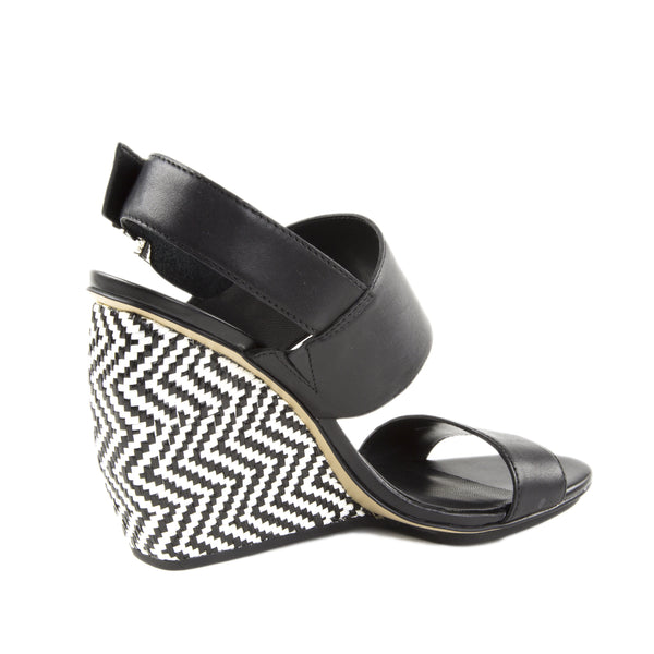 REBECCA MINKOFF Women's Emilia Black Leather Wedge Sandals $175 NIB