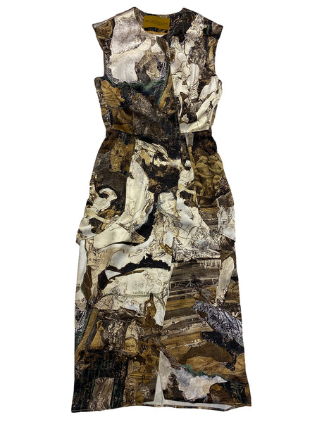 Hanley Mellon Women's V-Neck Tiered Long Dress 2 Taupe