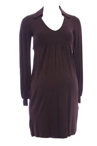 OLIAN Maternity Women's Brown Collared V-Neck Empire Wasit Dress $135 NEW