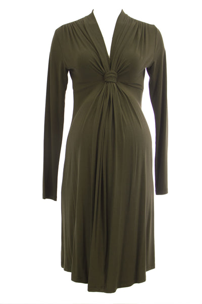 OLIAN Maternity Women's Knot Accent Long Sleeve Dress $125 NWT