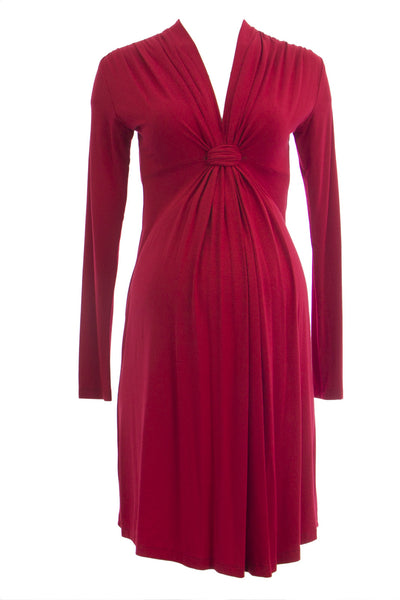 OLIAN Maternity Women's Knot Accent Long Sleeve Dress $125 NWT