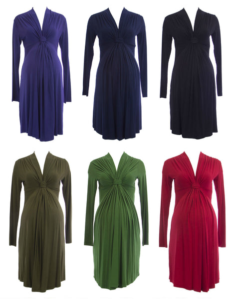 OLIAN Maternity Women's Knot Accent Long Sleeve Dress $125 NWT