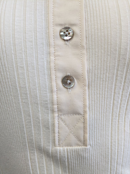 Faherty Women's Ivory Biarritz Rib Henley NWT