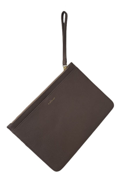 POPINJAY Women's Brown Faja Zip Clutch #Popin6s 10'x7' One Size NWT