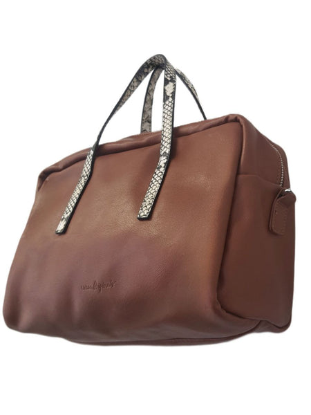 URBAN ORIGINALS Women's Brown Vegan Leather Fame Duffel Bag #420015 NWT