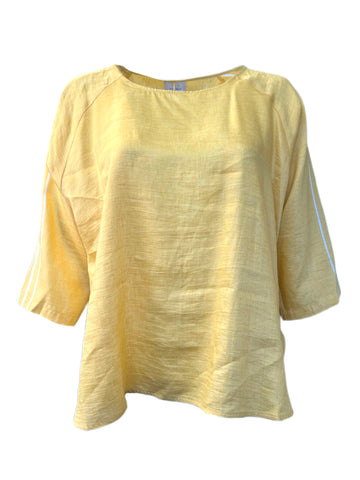 Marina Rinaldi Women's Yellow Filologo 3/4 Sleeve Blouse Size 20W/29 NWT