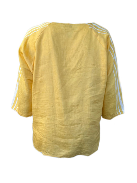 Marina Rinaldi Women's Yellow Filologo 3/4 Sleeve Blouse Size 20W/29 NWT