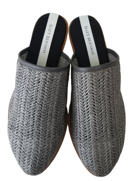 MATT BERNSON Women's Grey Ash Raffia Finch Slides #MB073 NWB
