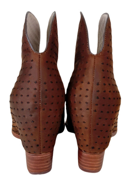 MATT BERNSON Women's Brown Umber Oiled Lether Flores Booties #MB014 6 NWB