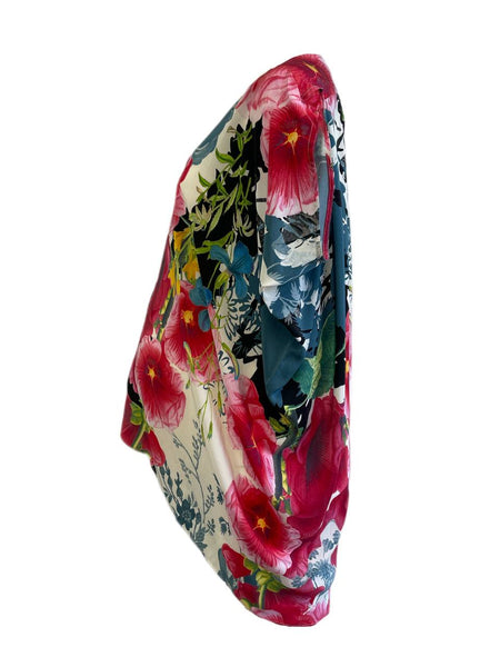 KINWOLFE Women's Multi Flower Print Maternity Nursary Silk Top Size S NWOT