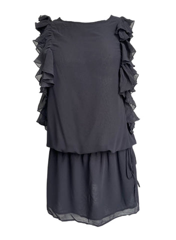 FORNARINA Women's Black Ruffle Mini Dress Size Small NWOT
