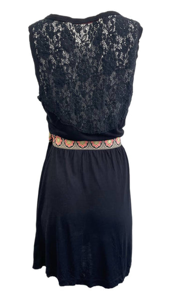 FORNARINA Women's Black Wrap Lace Back Dress Size Small NWOT