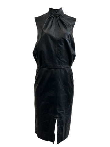 Max Mara Women's Black Frisco Leather Sheath Dress Size 8 NWT