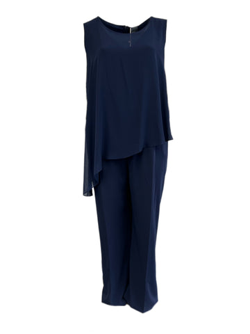 Marina Rinaldi Women's Navy Full Sleeveless Jumpsuit Size 22W/31 NWT