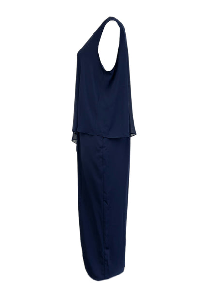 Marina Rinaldi Women's Navy Full Sleeveless Jumpsuit Size 22W/31 NWT