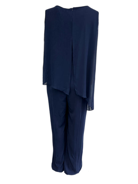 Marina Rinaldi Women's Navy Full Sleeveless Jumpsuit Size 22W/31 NWT