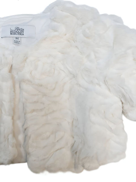 BADGLEY MISCHKA Girl's White Faux Fur Belle Bolero #58441400 NWT