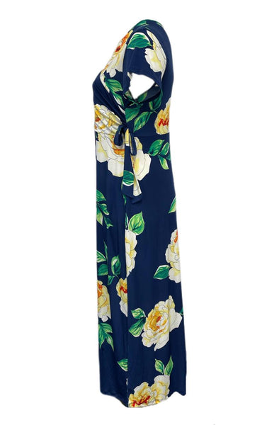 GILI Women's Plus Blue Flower Print Maxi Dress 3X NWOT