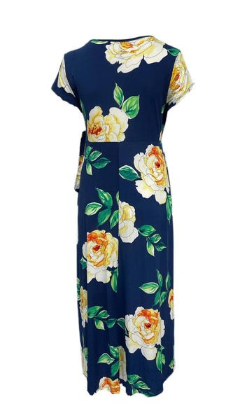 GILI Women's Plus Blue Flower Print Maxi Dress 3X NWOT