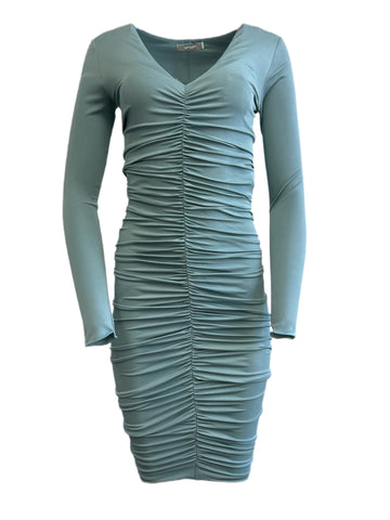 Max Mara Women's Blue Gail Slim Fit Ruched Sheath Dress Size 6 NWT
