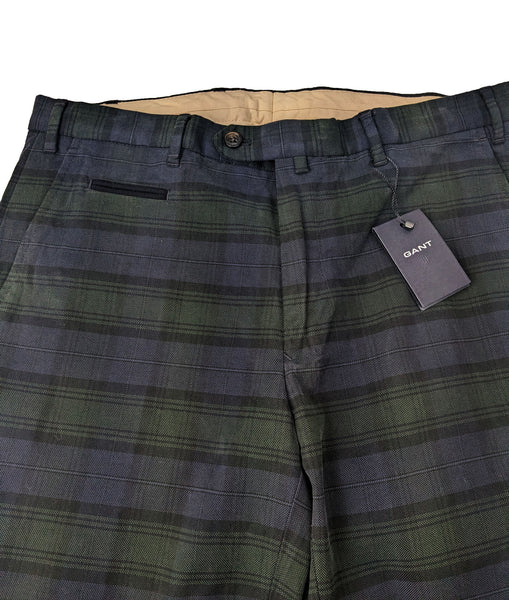 GANT Men's Navy Midnight Plaid Tailored Pants Size 34 NWT