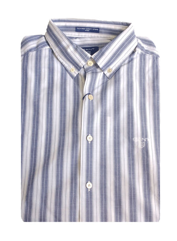 GANT Men's Evening Blue Fitted Tech Prep Varsity Stripe Shirt 3004532 Size M NWT