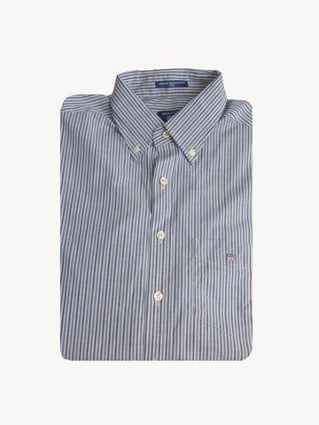 GANT Men's Nautical Blue Fitted Stripe Button Down Shirt 303232 Size Medium NWT